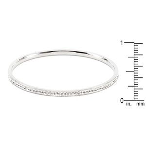 Simple Rhodium Plated Crystal Bangle